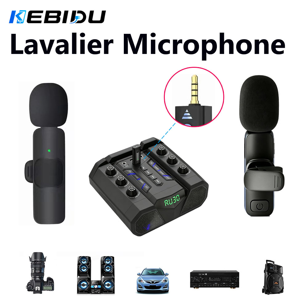 Streaming Mic Condenser - Microfono Lavalier Wireless KEBIDU 3.5mm Omnidirezionale
