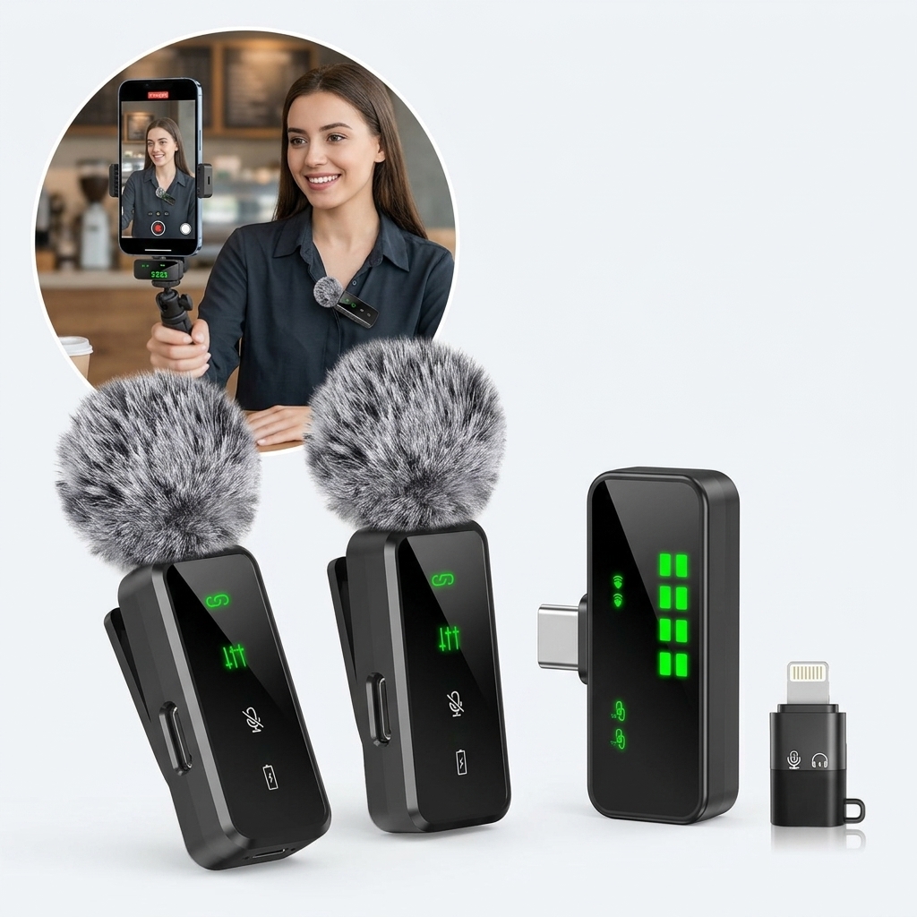 Streaming Mic Condenser - Microfono Lavalier wireless con clip, mini
