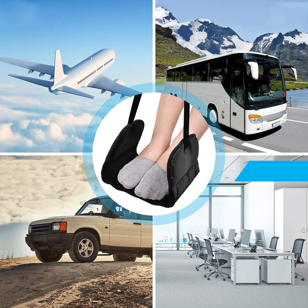 Footrest Under Desk - Poggiapiedi Regolabile con Borsa Portaoggetti, Amaca
