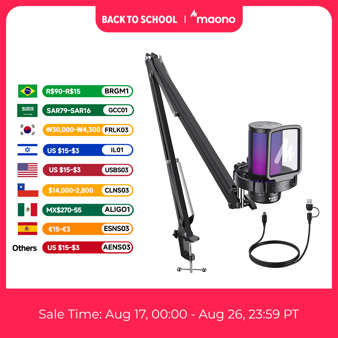 Streaming Mic Condenser - Microfono USB da Gaming MAONO DGM20S,