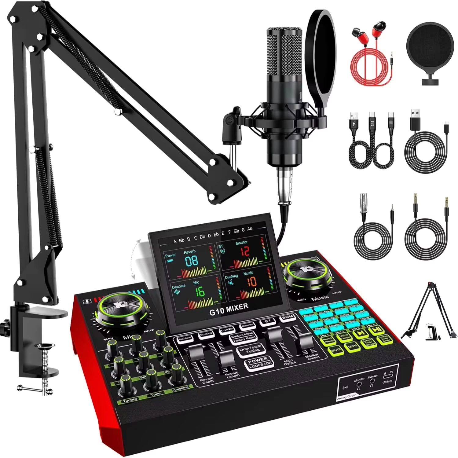 Streaming Mic Condenser - Interfaccia Audio Tenlamp G10 per Streaming